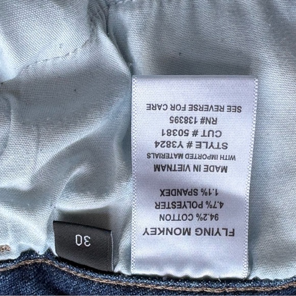 Flying Monkey Dark Wash Skinny Jeans Size 30 Exposed 5-Button Fly Stretch Denim - Picture 11 of 11